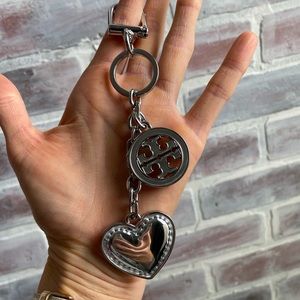 Tory Burch Logo and Heart Keychain